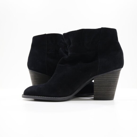 Jessica Simpson Yvette Black Suede Leather 3" Block Heel Pull-On Ankle Boots - 7 - Picture 5 of 7
